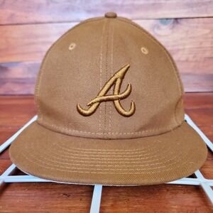 New Era 59Fifty Atlanta Braves Hat Cap Adult Fitted 7‎ 1/2 Brown MLB Baseball